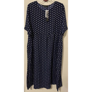 Zanzea Womens XXXL Blue Polka Dot Short Sleeved Maxi Dress W/Pockets NWT! A3781